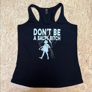 EUC Black Racer back tank “salty girl” size M